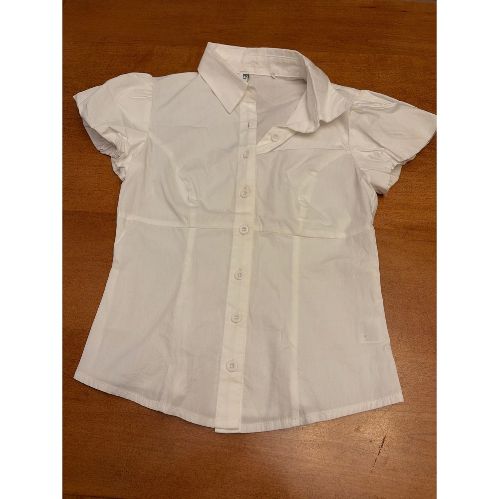 Princess Polly Academia Puff Sleeve Button Down Blouse